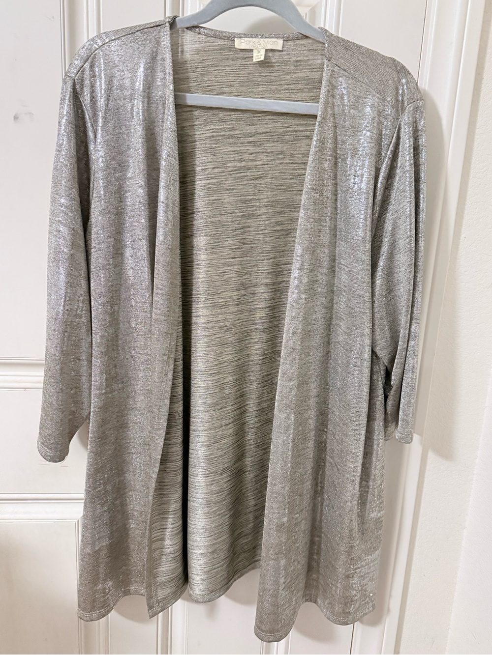 Park & Main Silver Shimmer Open Cardigan